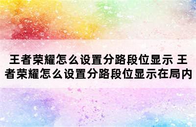 王者荣耀怎么设置分路段位显示 王者荣耀怎么设置分路段位显示在局内